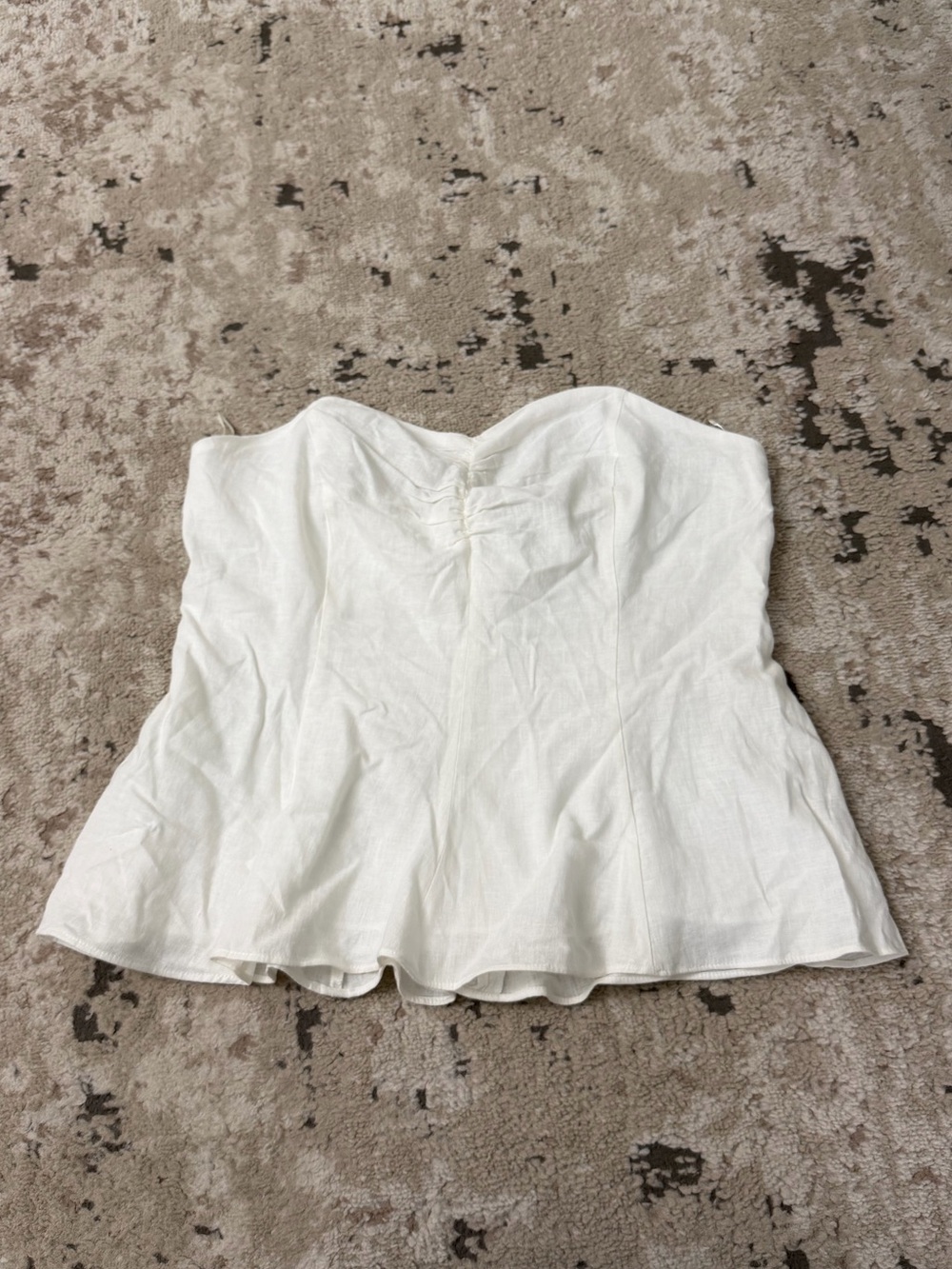 Zara White Strapless Linen-Blend Peplum Top Size XXL NWT
